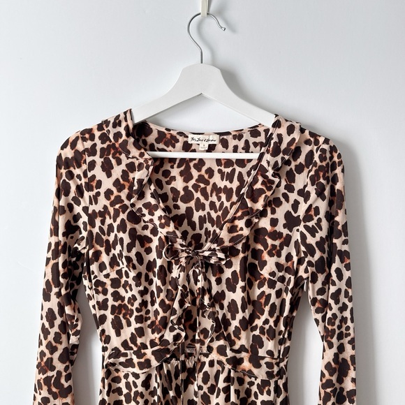 for love & lemons  leo keyhole stretch silk mini dress in cheetah, size small - Picture 3 of 15